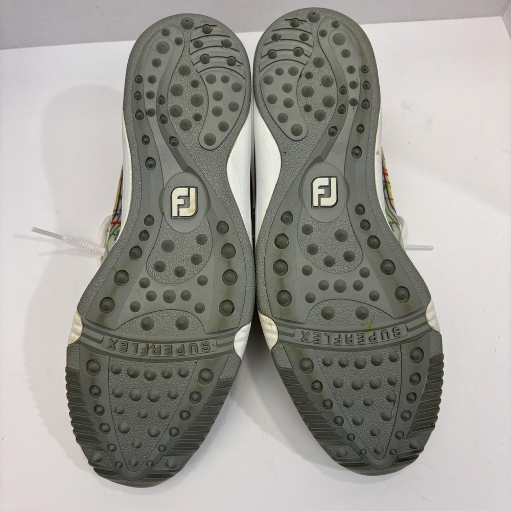 FootJoy SuperFlex Spikeless Golf Shoes Womens‎ 7.5M White Map Print 92913 Retro - Picture 4 of 13